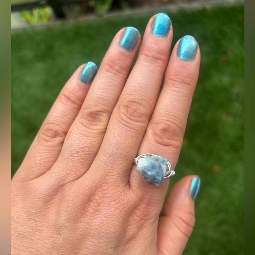 GENUINE RAW Aquamarine Stone One of a Kind Hand Crafted Artisan Ring Custom Size